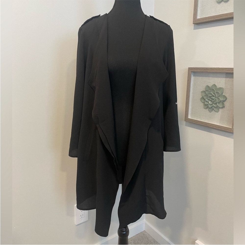 Bootlegger Kismet Black Oversized Open Front Cardigan with Pockets NWT!